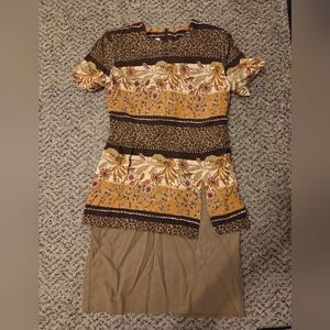 Floral and Leopard Print Skirt